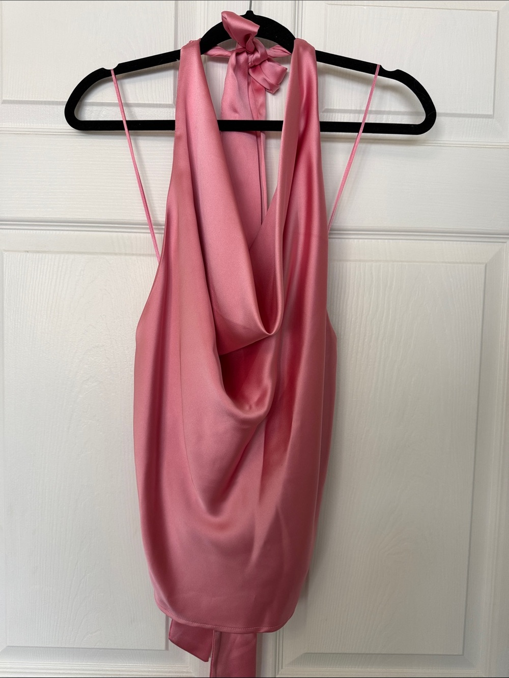 Zara Pink Satin Cowl Neck Halter Top